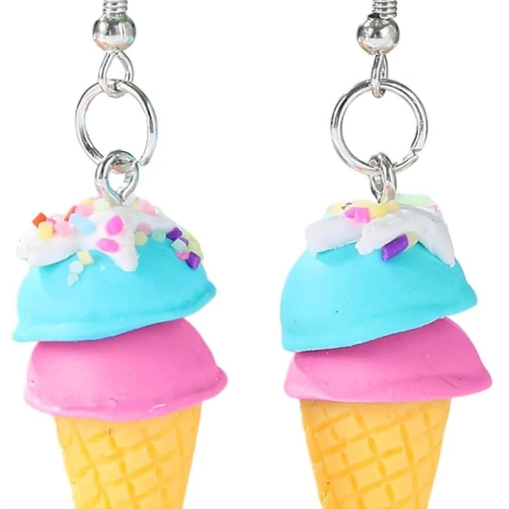 Colorful Ice Cream Cone Earrings for Kids